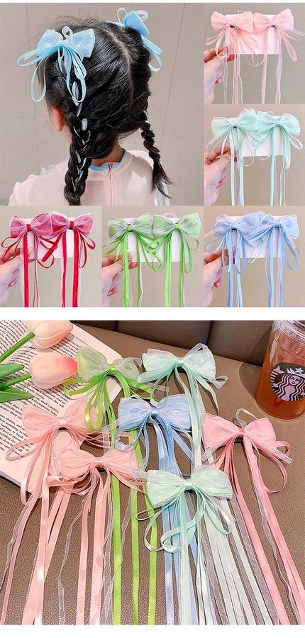 Children's super fairy bow ribbon hairpin baby Chinese style braided hair headwear girl ancient style hanfu hairpin hair accessories