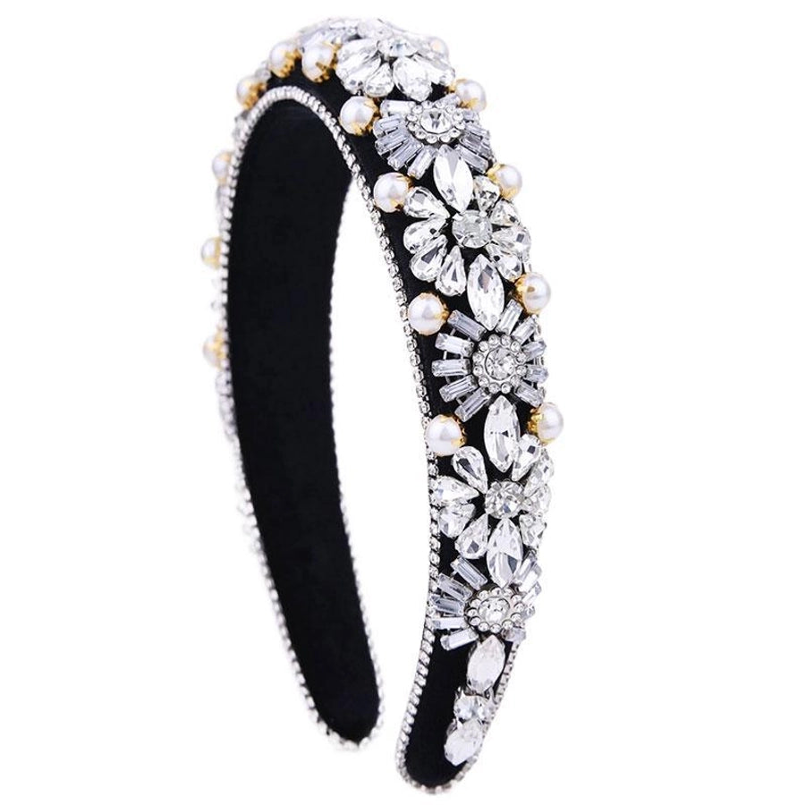 retro flower cloth inlay rhinestones hair band