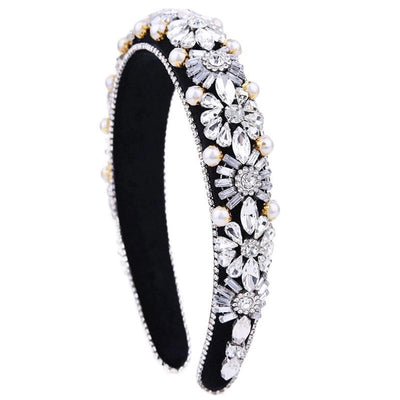 retro flower cloth inlay rhinestones hair band