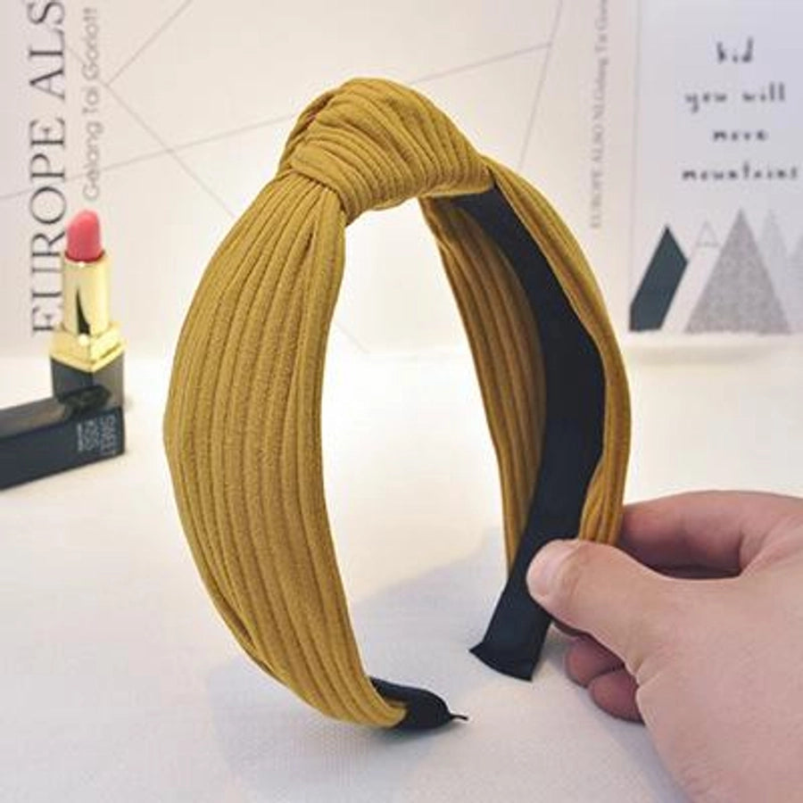 wide-brimmed fabric knit cross knotted headband nhof150088