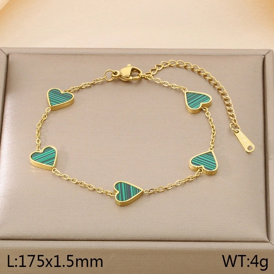 Simple Style Heart Shape 304 Stainless Steel 18K Gold Plated Bracelets In Bulk