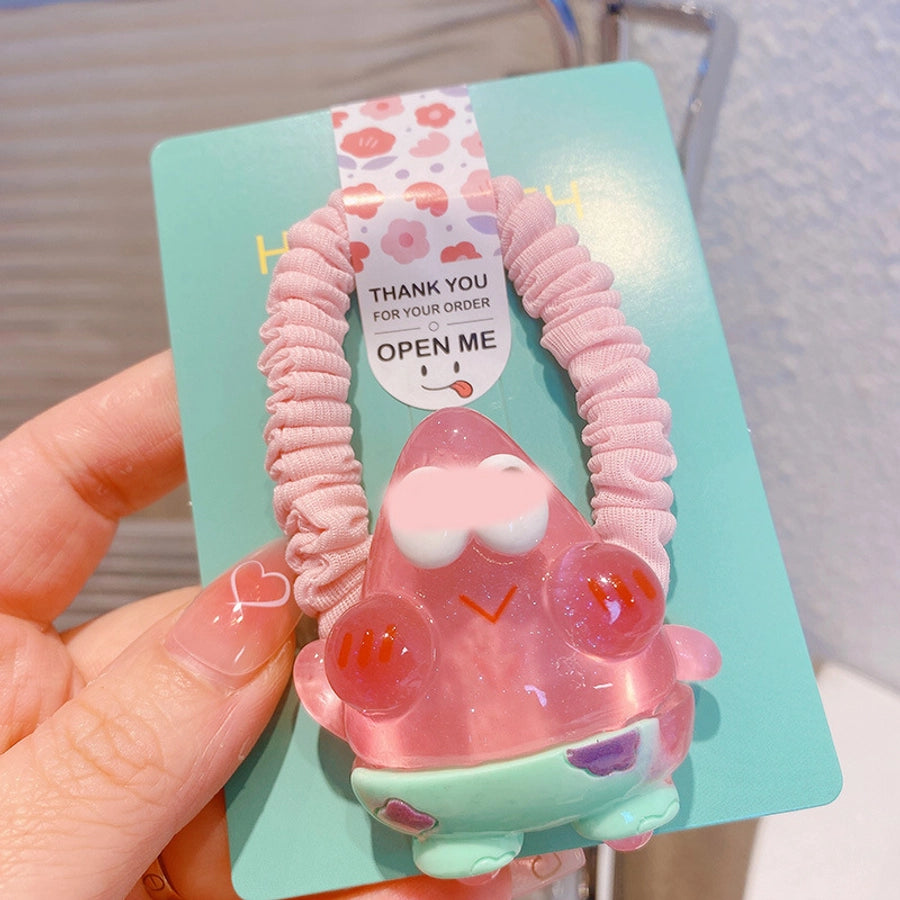 HD416A02 jelly cartoon cute donut fabric pleated small intestine hair ring milk cute girl high ponytail hair accessories