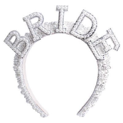 Women's Lady Geometric Artificial Pearl Cloth Rhinestone Hair Band