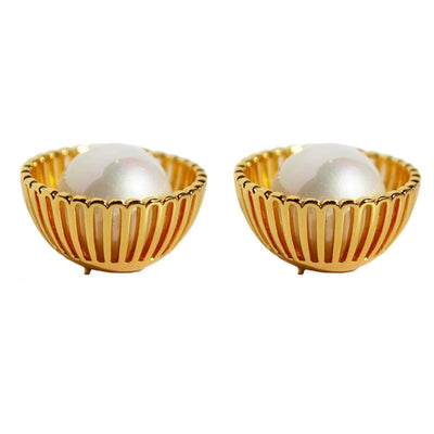 1 Pair Elegant Vintage Style Luxurious Geometric Brass 24K Gold Plated Ear Studs