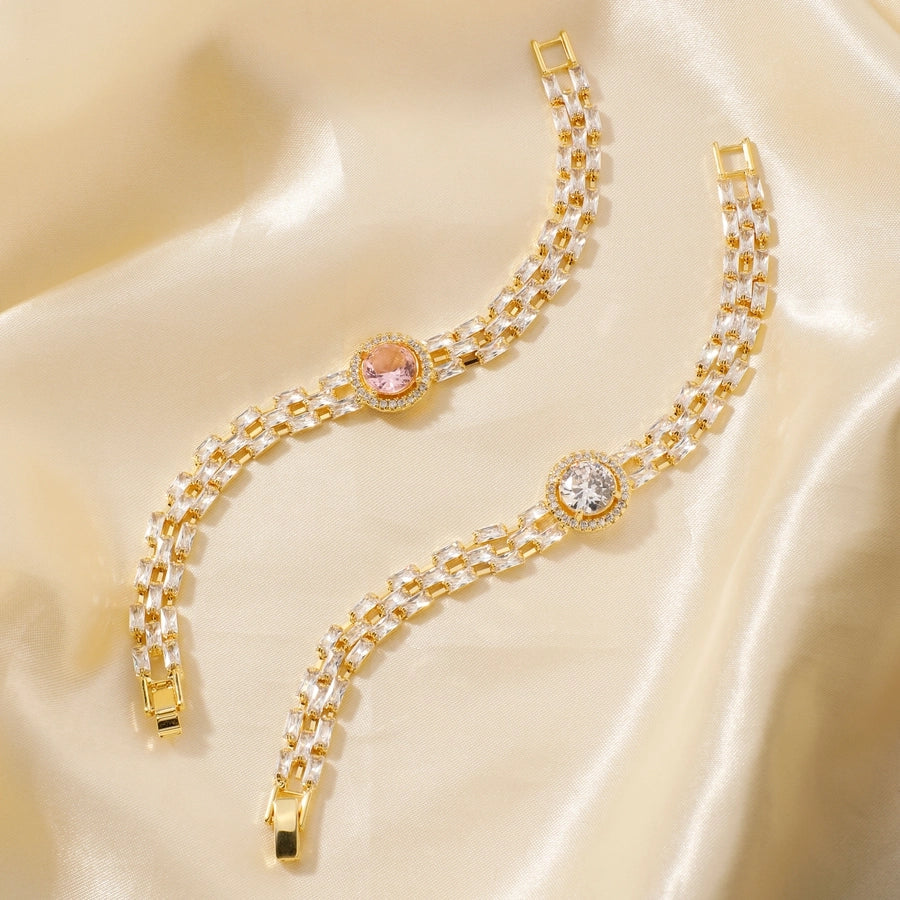 Copper K Gold Plated Inlay Water Droplets Zircon Bracelets