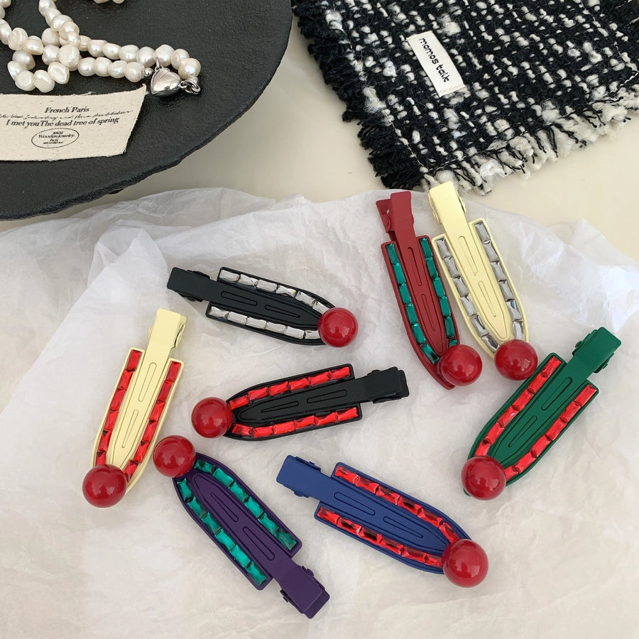 Simple Red Bean Metal Barrettes Advanced Retro Easy Matching BB Clip Elegant Girl Side Bang Clip Duckbill Clip