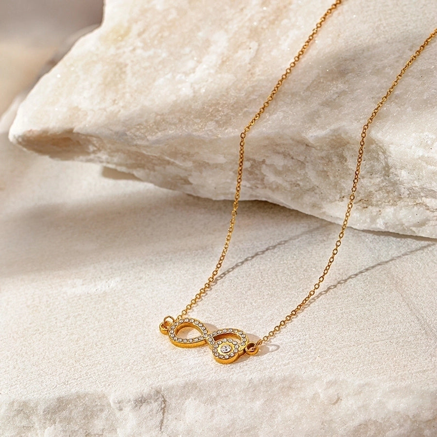 Jewelry Elegant Vintage Style Luxurious Geometric 304 Stainless Steel 18K Gold Plated Pendant Necklace