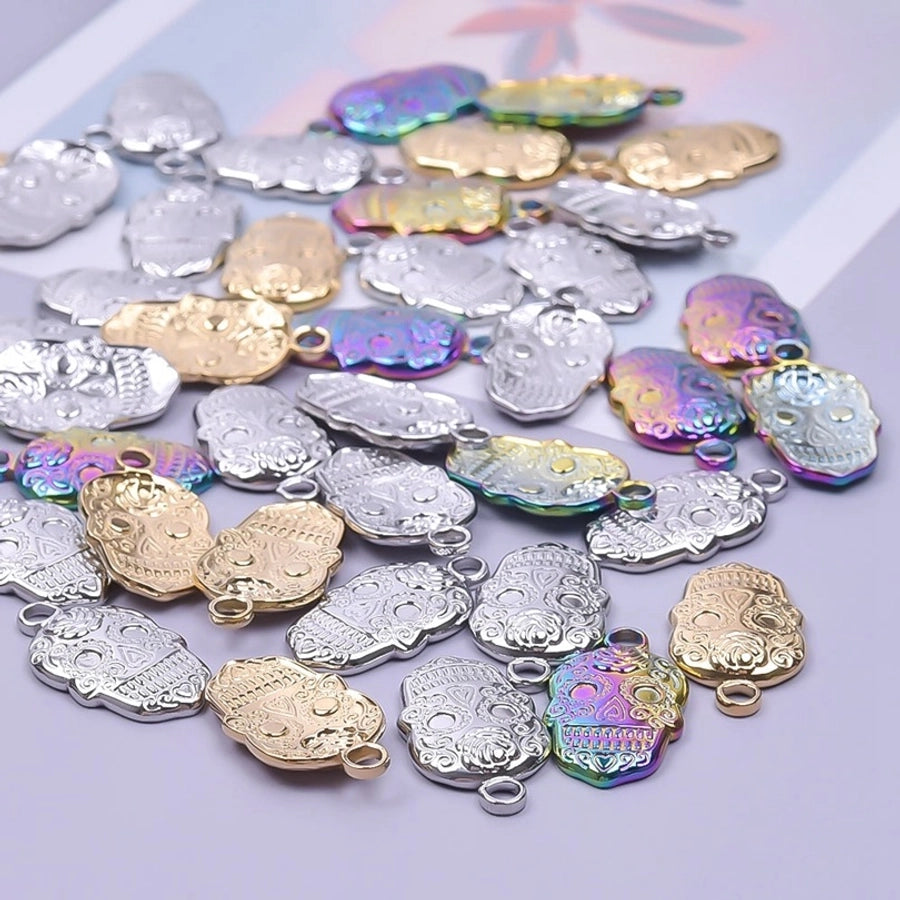 Jewelry Casual Hip-Hop Funny Skull 304 Stainless Steel 18K Gold Plated Plating Pendant Necklace