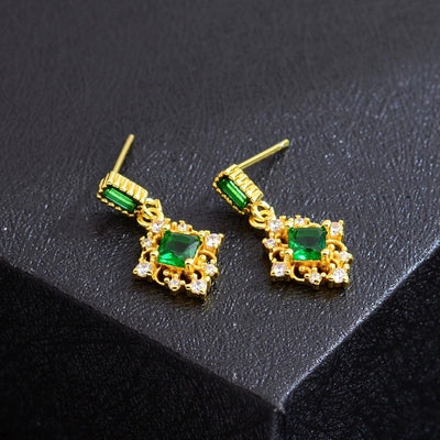 1 Pair Vintage Style Classic Style Geometric Copper Zircon Drop Earrings