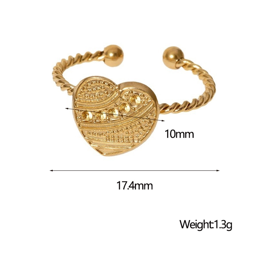 Jewelry Sweet Simple Style IG Style Heart Shape 304 Stainless Steel 18K Gold Plated Stainless Steel Rings