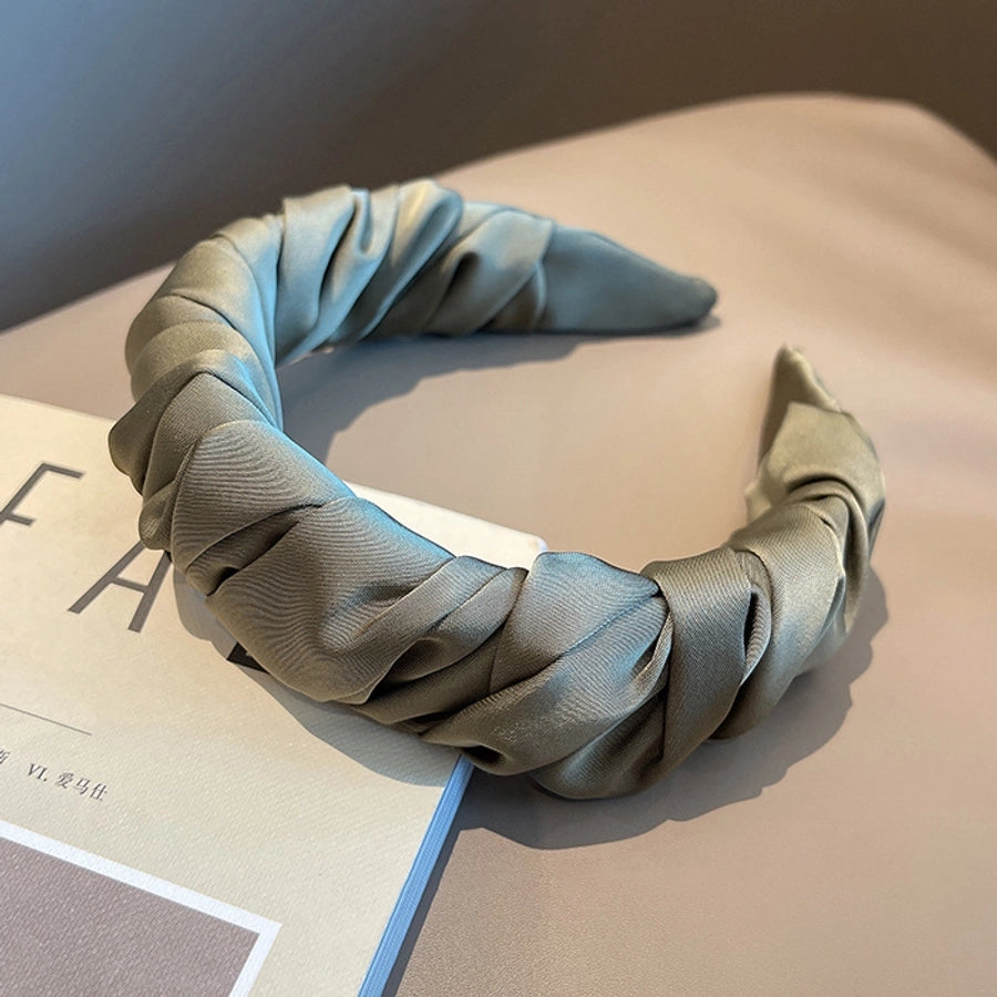simple style solid color cloth pleated hair band