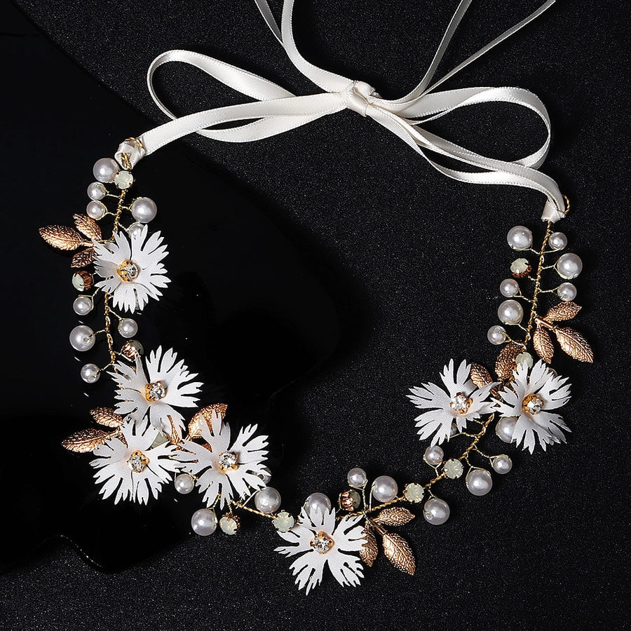 fashion fabric simulation flower pearl headband