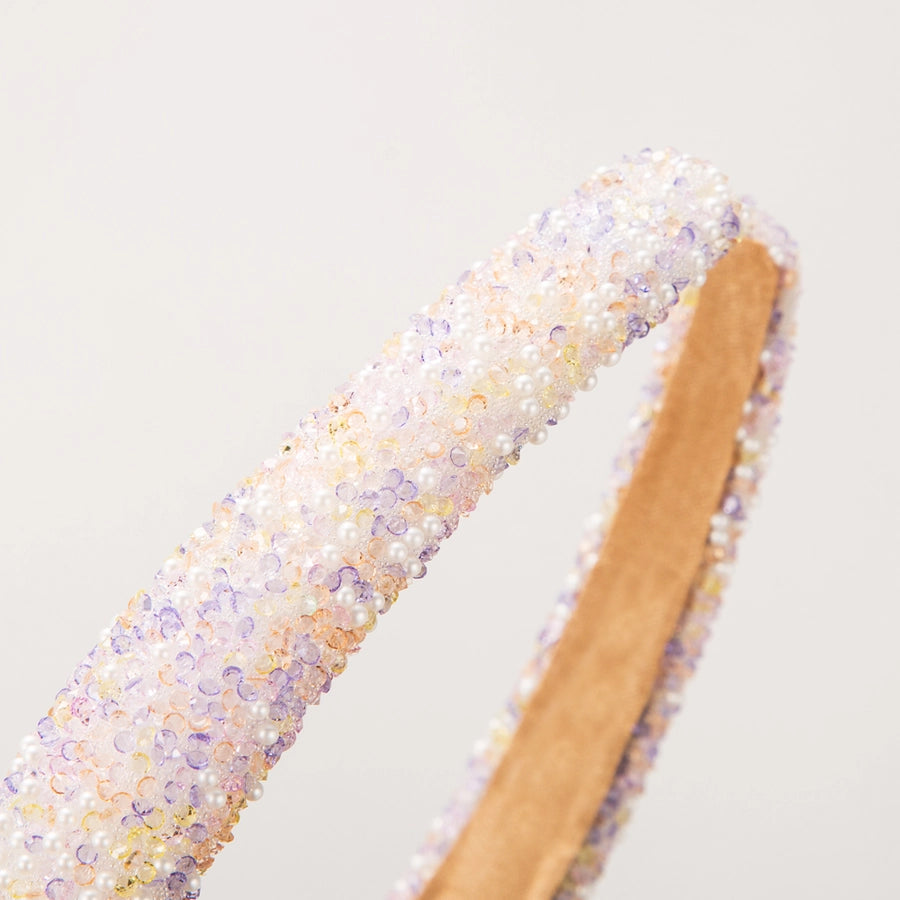 Women's Cute Sweet Classic Style Solid Color Sponge Inlay Rhinestones Pearl Hair Band