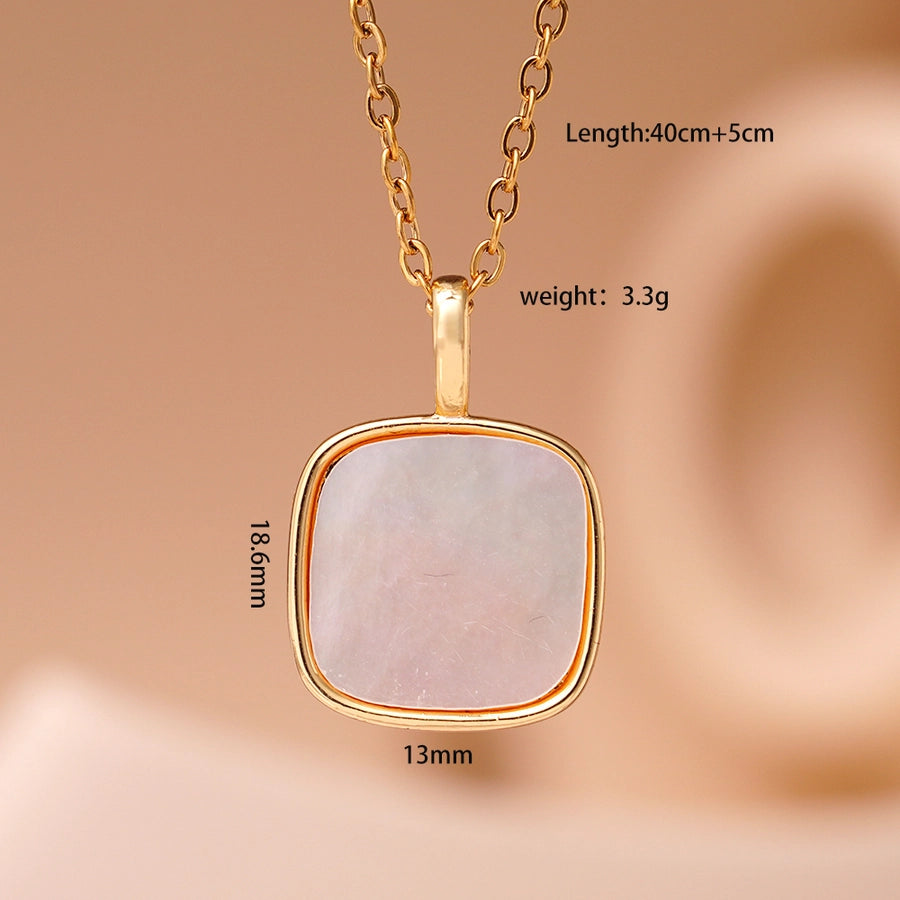 Jewelry Simple Style Geometric 304 Stainless Steel Copper Shell Inlay Pendant Necklace