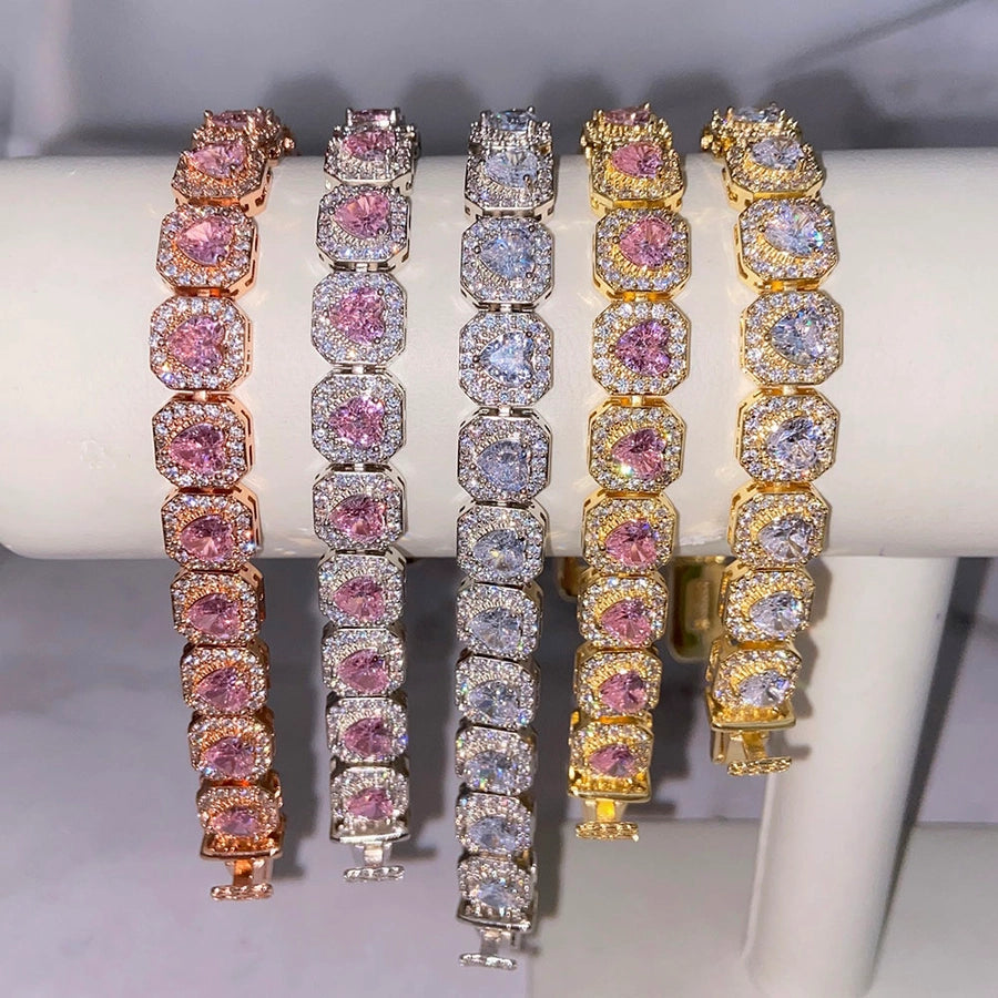 Copper Zircon Plating Inlay Square Zircon Bracelets