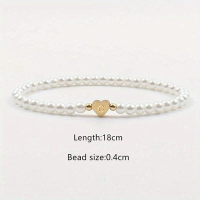 Elegant Simple Style Letter Heart Shape 304 Stainless Steel Artificial Pearl Bracelets In Bulk