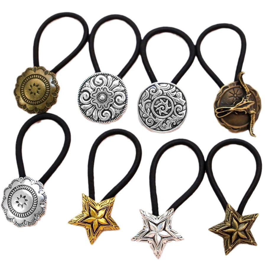 Women's Ethnic Style Color Block Cloth Metal Hair Tie