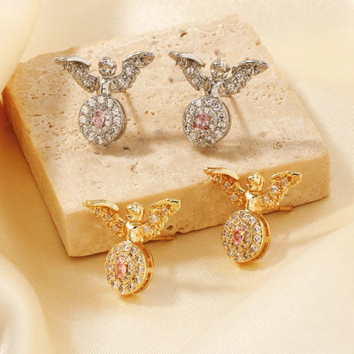 1 Pair Elegant Glam Shiny Geometric Inlay Copper Zircon K Gold Plated Rhodium Plated Drop Earrings