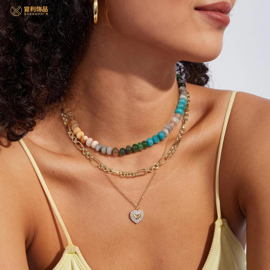 natural stone Copper Irregular Plating Geometric Necklace