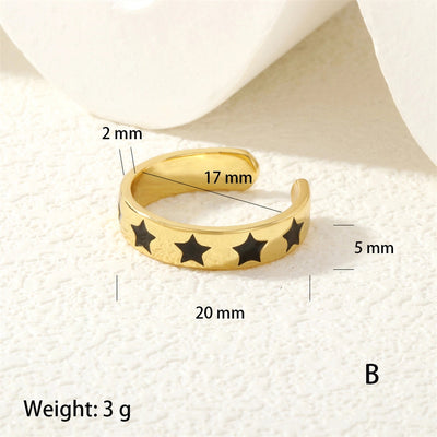 Jewelry Cute Pentagram Copper Enamel Open Rings