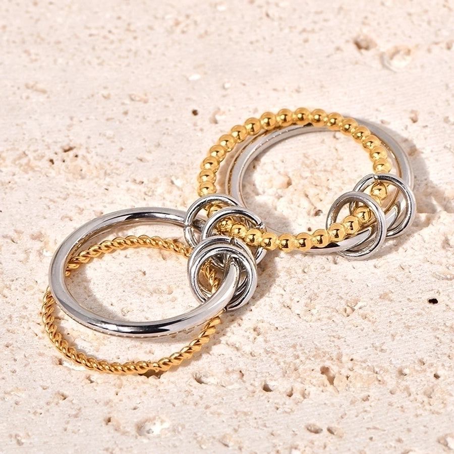 Jewelry Artistic Twist 304 Stainless Steel Titanium Steel 18K Gold Plated Layered Braid Rings