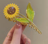 sweet sunflower alloy plating inlay rhinestones hair claws