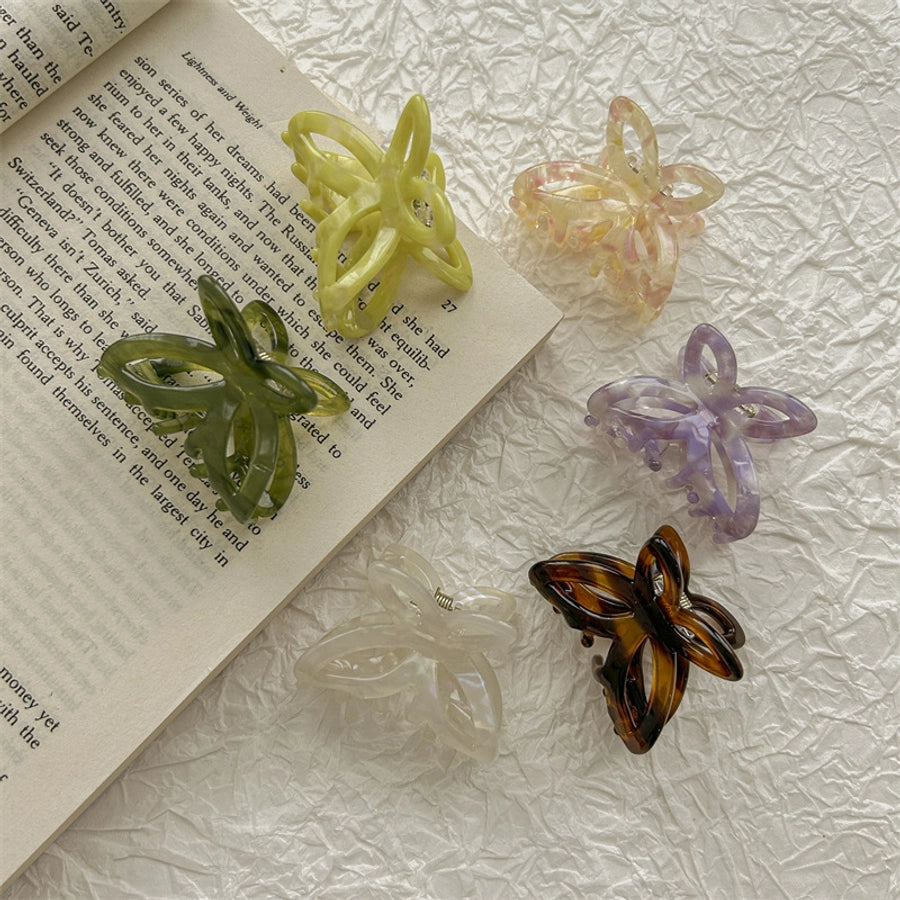 simple style color block acetic acid sheets butterfly hair claws