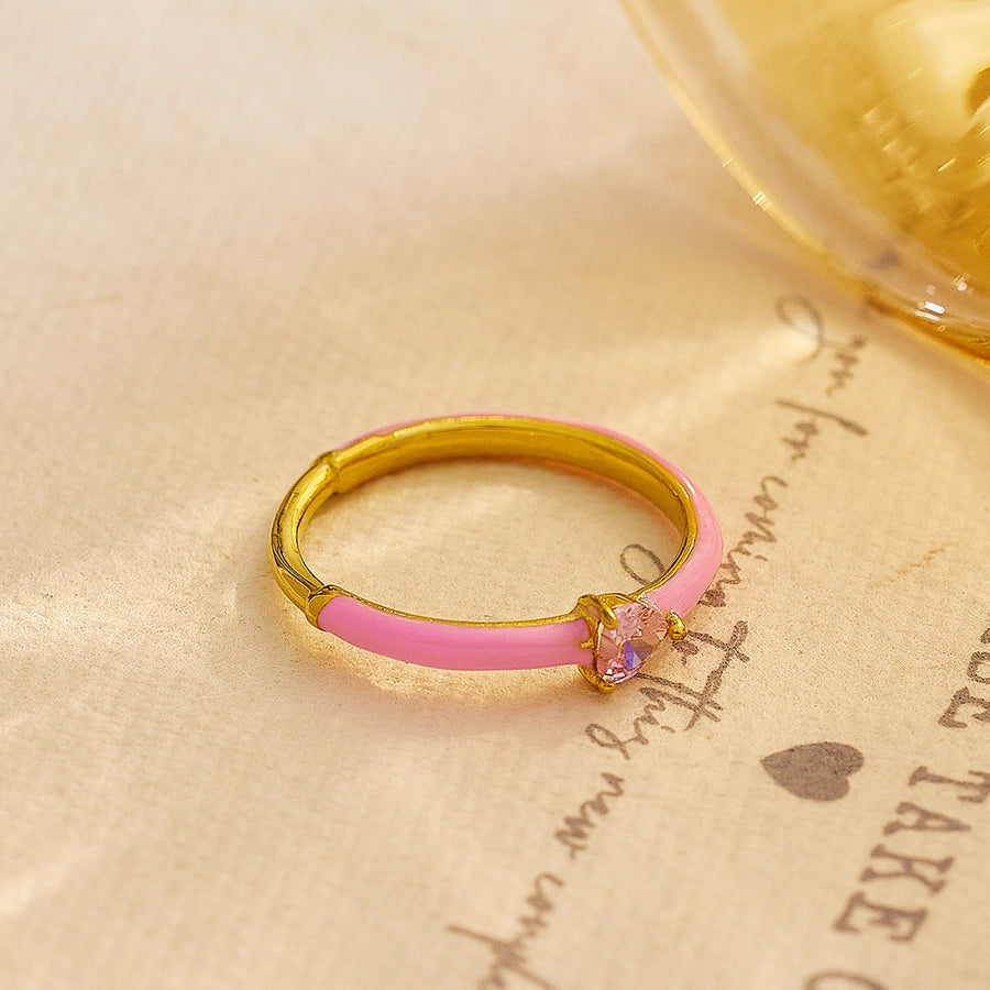 Jewelry IG Style Elegant Simple Style Heart Shape 304 Stainless Steel Zircon Rings