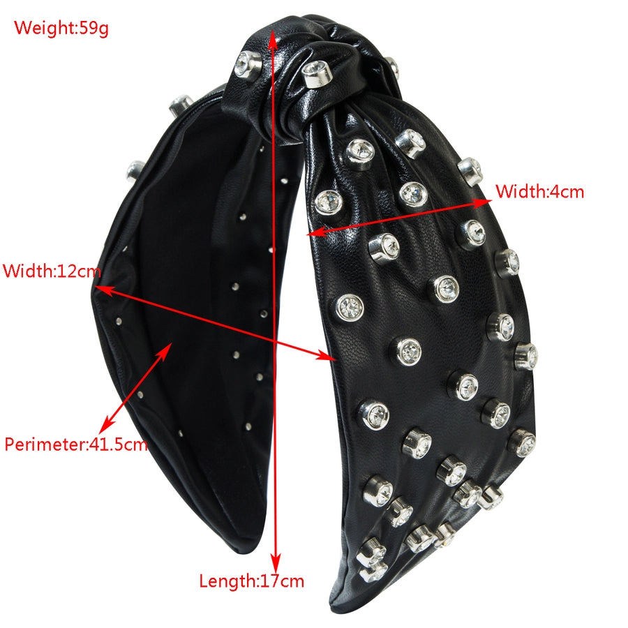 Women's Hip-Hop Punk Solid Color Pu Leather Alloy  Hair Band