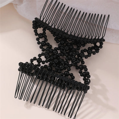 Women's Simple Style Solid Color Plastic Resin Beaded Insert comb