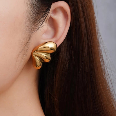 1 Pair Simple Style Water Droplets Titanium Steel 18K Gold Plated Ear Studs