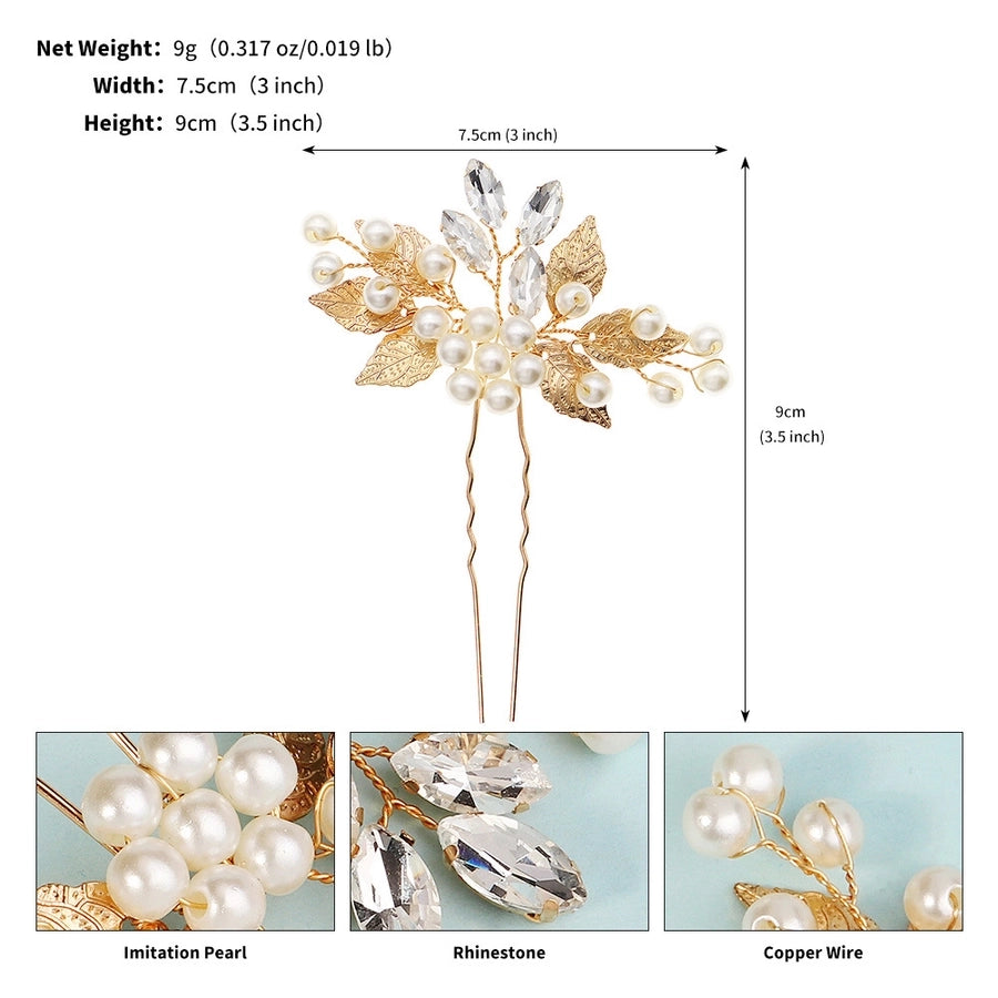 Women's Simple Style Flower Imitation Pearl Alloy Rhinestone Insert comb