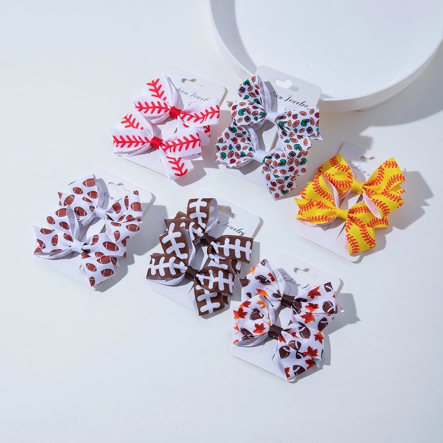 children's bow hair accessories girls' rugby dovetail hairpin cheerleading accessories metal duckbill clip