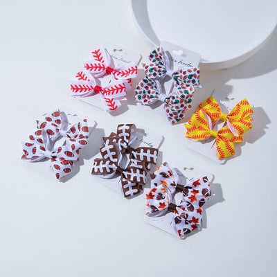 children's bow hair accessories girls' rugby dovetail hairpin cheerleading accessories metal duckbill clip