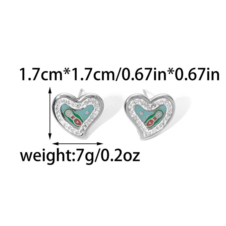 Jewelry Elegant Heart Shape 304 Stainless Steel Zircon Inlay Stainless Steel Jewelry Sets
