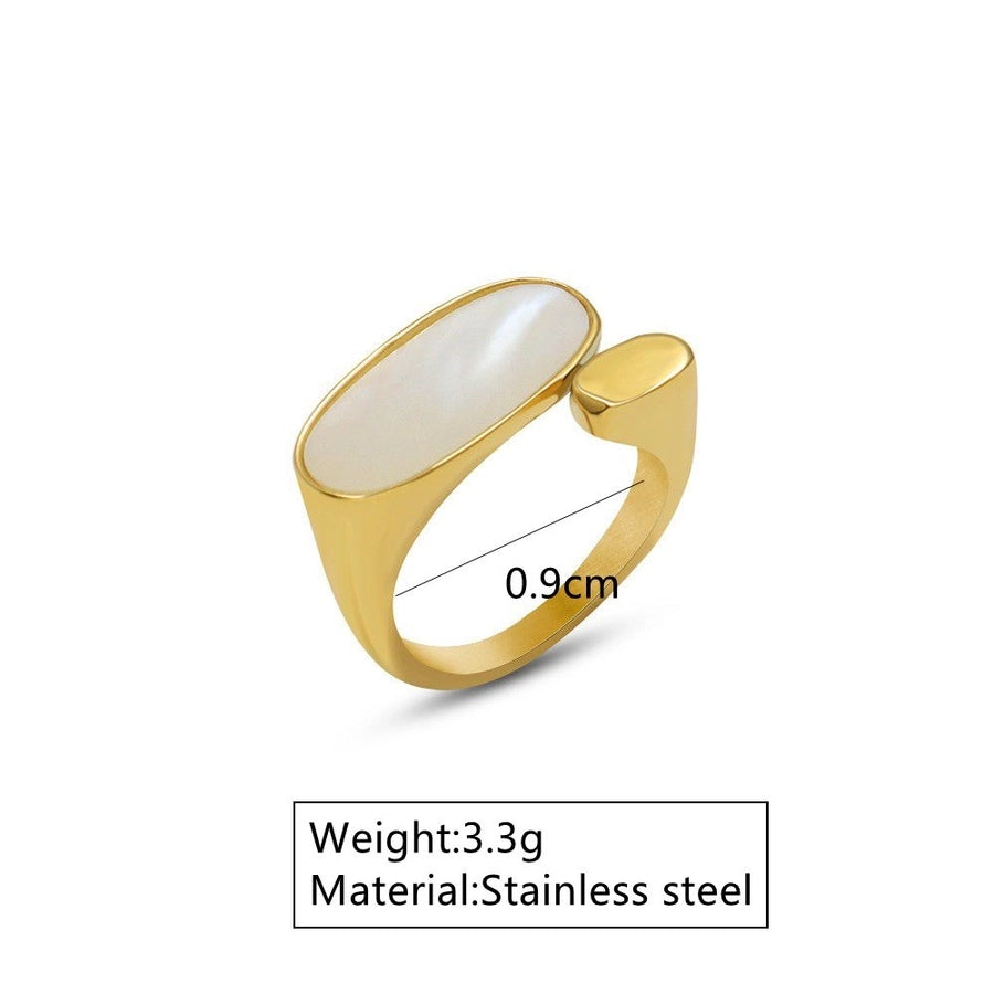 Jewelry Lady Novelty Streetwear Geometric Rectangle 304 Stainless Steel Shell 18K Gold Plated Inlay Open Rings