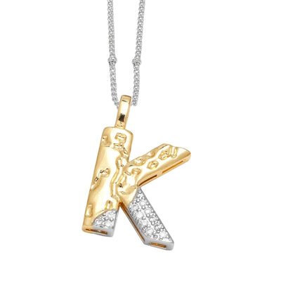 Jewelry Modern Style Simple Style letter 201 Stainless Steel Copper Zircon 18K Gold Plated Mixed Metal Inlay Pendant Necklace