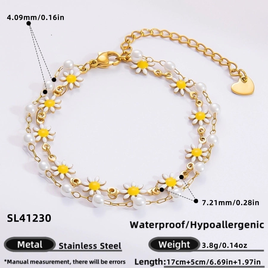 IG Style Sweet Heart Shape 304 Stainless Steel 18K Gold Plated Bracelets In Bulk