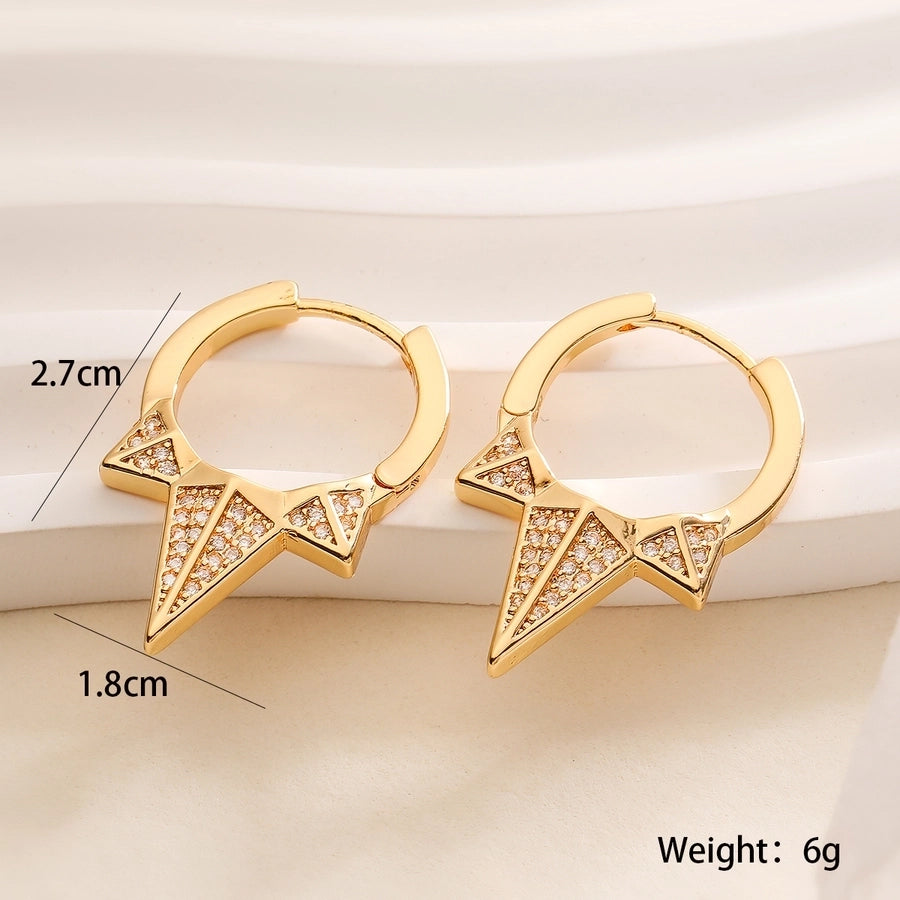 1 Pair Punk Simple Style Commute Geometric Plating Inlay Copper Zircon Earrings