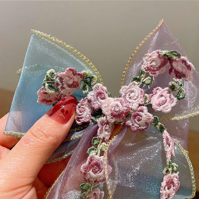 sweet bow knot synthetic yarn hair clip