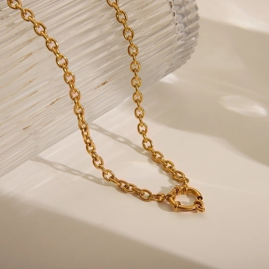 Jewelry Casual Basic Commute Solid Color 304 Stainless Steel 18K Gold Plated Pendant Necklace