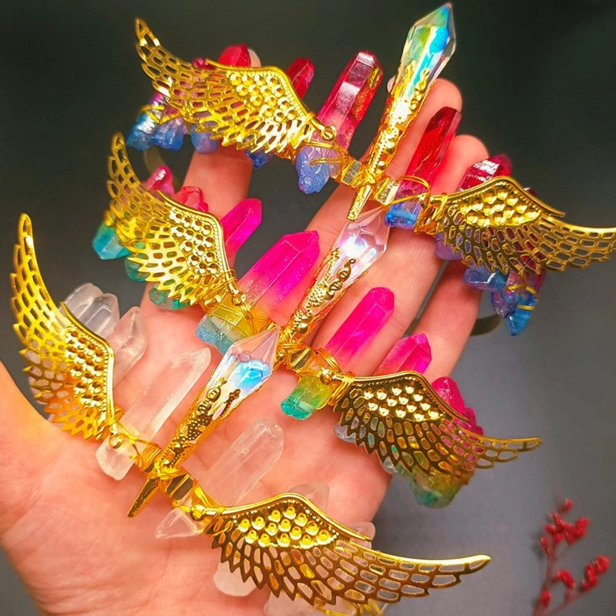 retro crown natural crystal hair band