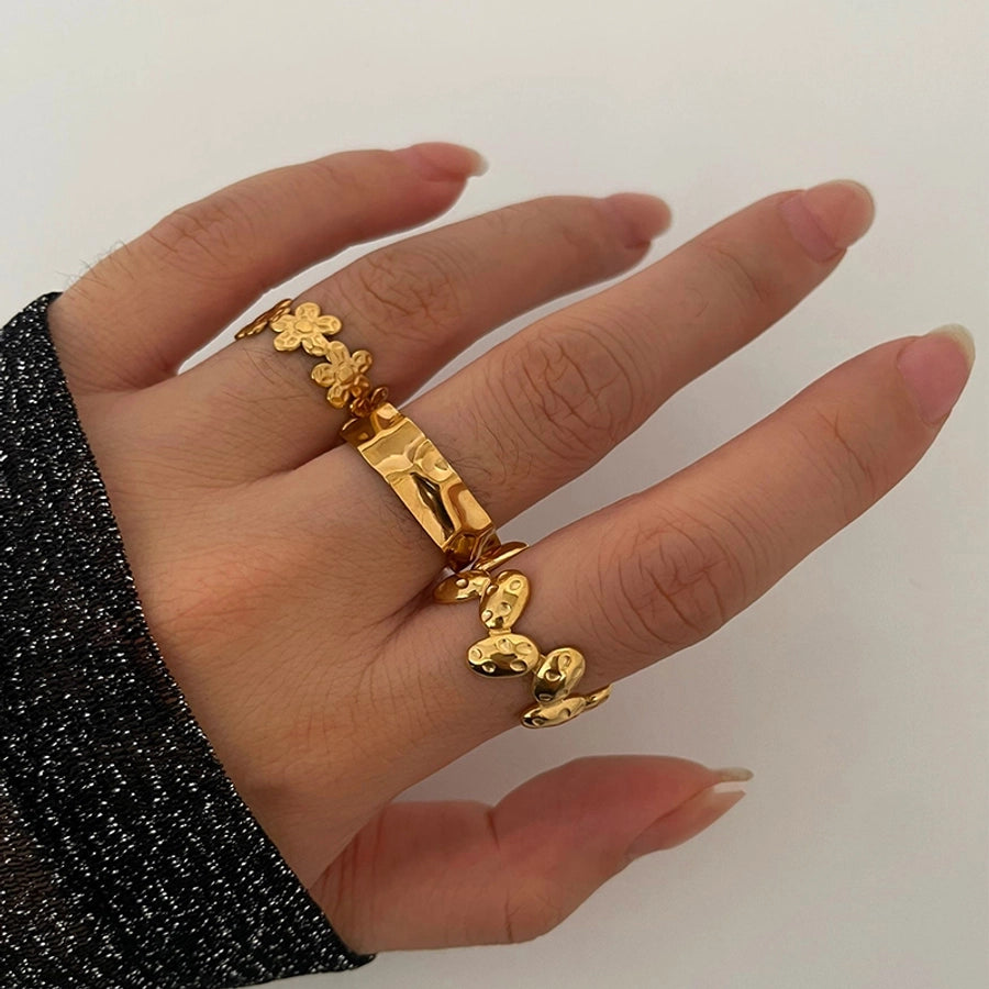 Jewelry IG Style Nordic Style Commute Solid Color 316L Stainless Steel  18K Gold Plated Irregular Open Rings