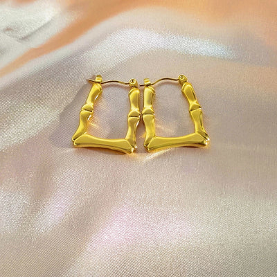 [Whole Body Titanium Steel] Geometric Irregular Titanium Steel Earrings Commuter's All-Matching Earrings