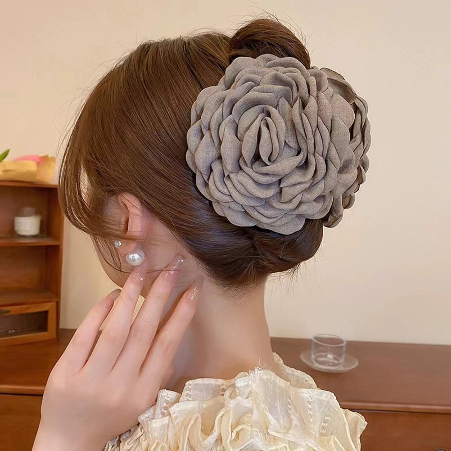 Fabric Flower Hairpin Headwear Back of Head Large Grab Clip Advanced Sense Hairpin Disc Hair Elegant Shark Clip Hair Accessories for Women