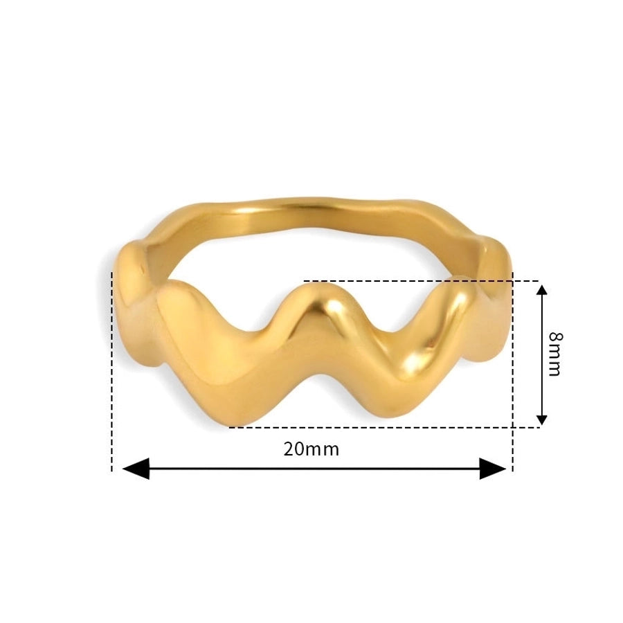 Jewelry Simple Style Waves Solid Color 304 Stainless Steel Rings