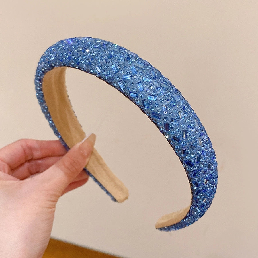 retro lady solid color rhinestone hair band