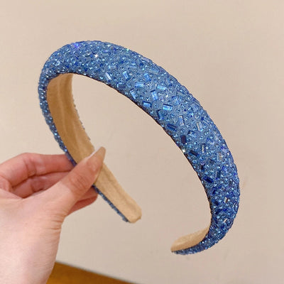 retro lady solid color rhinestone hair band