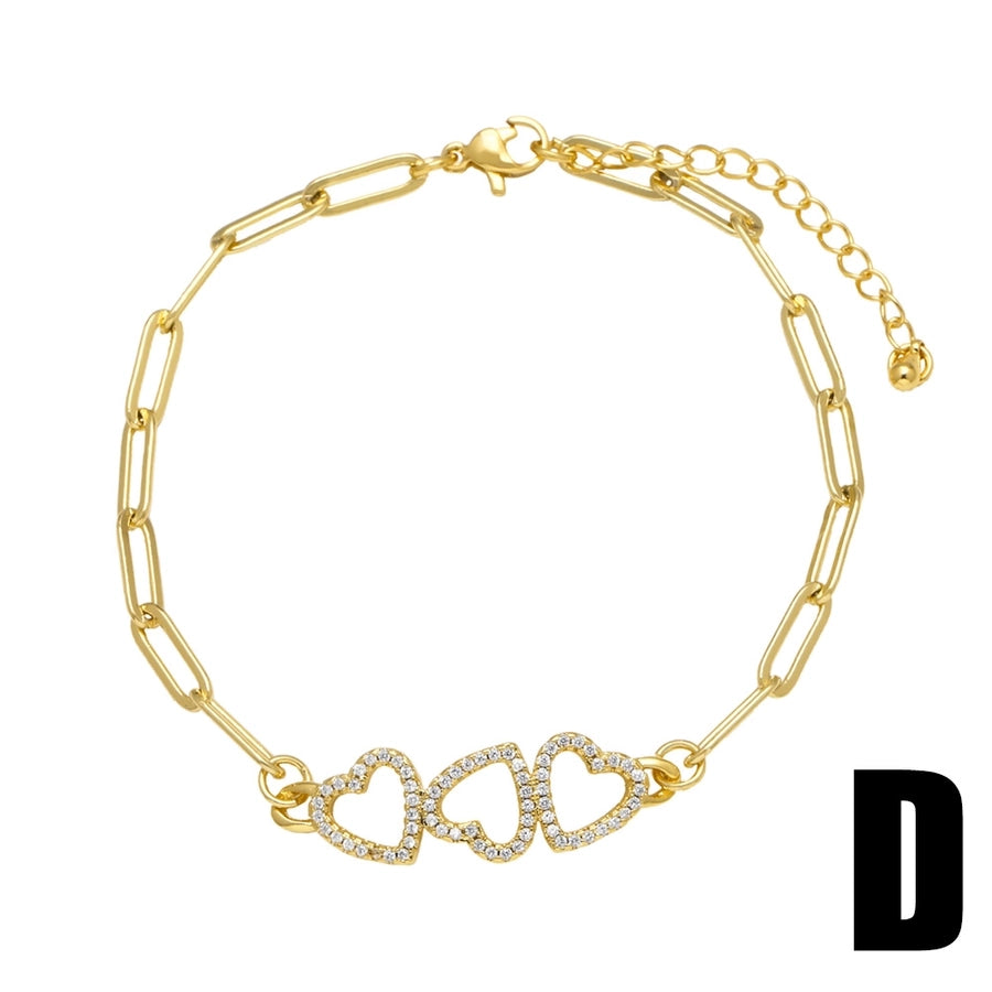 Copper 18K Gold Plated Inlay Virgin Mary Heart Shape Eye Zircon Bracelets