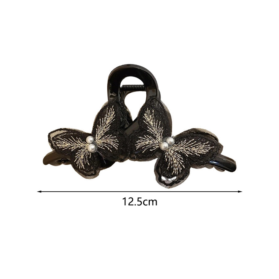 Women's Sweet Simple Style Butterfly Arylic Inlay Imitation Pearl Cloth Hair Clip